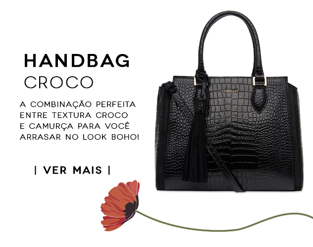 Handbag Croco. A combinação perfeita entre textura croco e camurça para você arrasar no look boho!