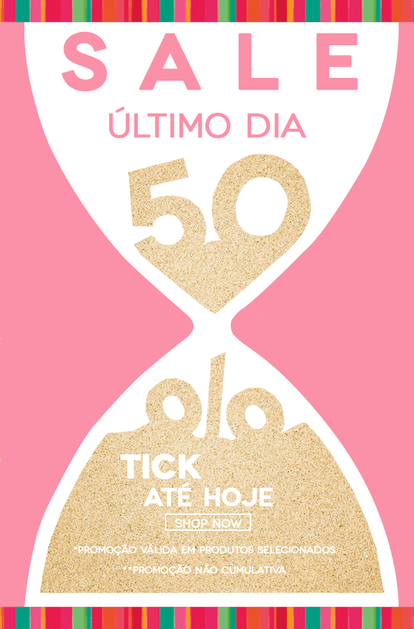 Up to 50% Off. Shop Now. *Promoção válida em produtos selecionados **Promoção não cumulativa